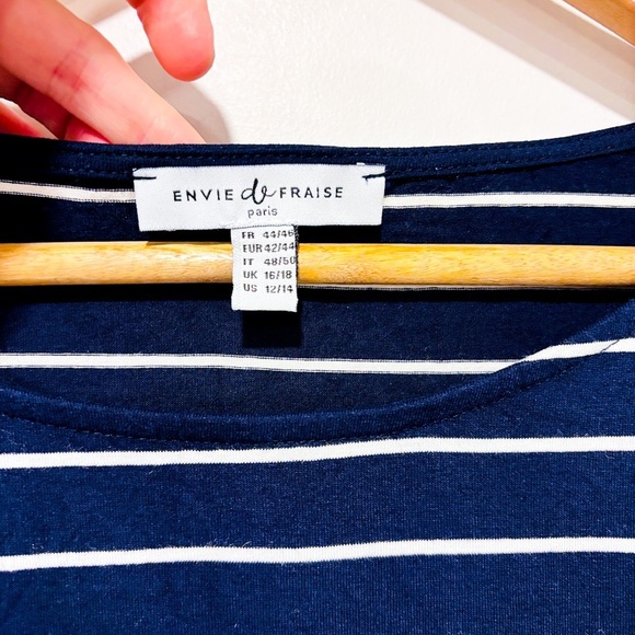 🌼NWOT🌼 ENVIE DE FRAISE – Navy striped maternity top with red drawstrings * - Picture 7 of 7